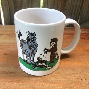 Linyi Cowgirl Washing Her Muddy Dirty Horse Pony Ceramic Coffee Mug 10oz